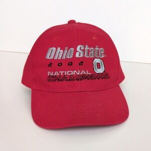 Ohio State Buckeyes 2002 National Football Champions Hat - Red Cotton Headmaster
